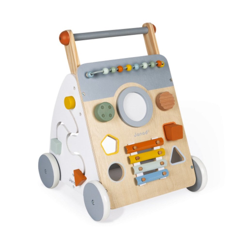 Wooden Activity Walker - Multi-Color Montessori Learning Push Toy